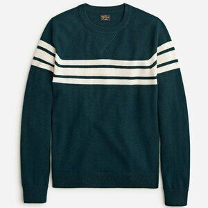 NWT J Crew 100% Cashmere Green & White Striped Sweater